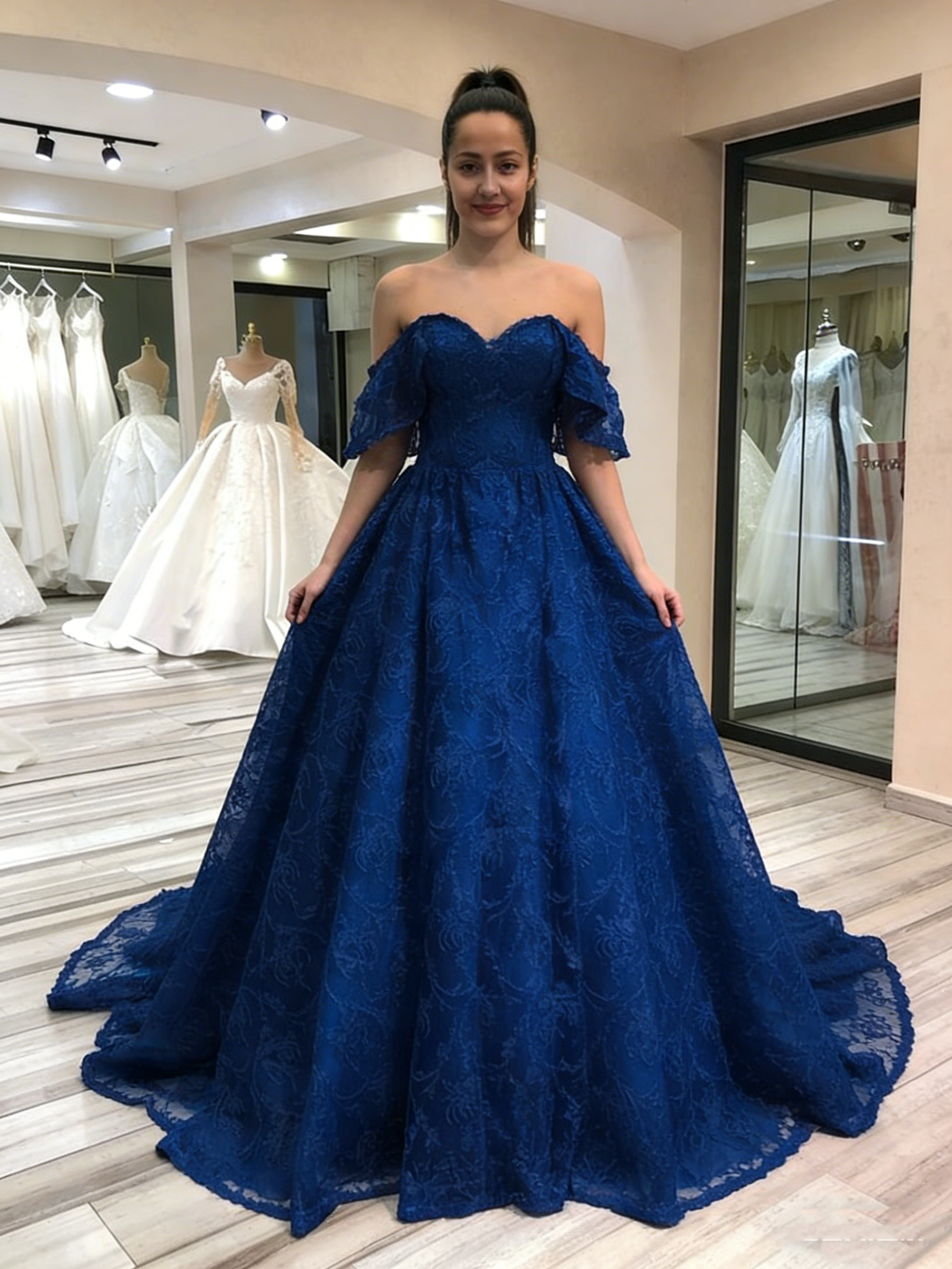 Elegant Lace Off-the-Shoulder Sweetheart Ball Gown Evening Gown DS3037 DSProm Elegant Lace Off-the-Shoulder Sweetheart Ball Gown Evening Gown DS3037 DSProm