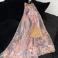 Sparkling Pink Beaded Sequined Design Elegant Mermaid Prom Dress Evening Dress DP6229