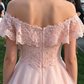 Vintage Pink Off-the-Shoulder Lace Tulle A-Line Homecoming Dress DP8541