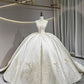 Romantic Ivory Strapless Satin Lace Appliques  A-Line Wedding Dress DP8618