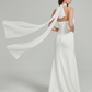 Elegant Cream Ivory Strapless Satin Mermaid Flowing Neck Bow Sash Wedding Dress DP8397