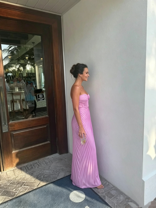 Elegant Lavender Strapless Pleated Sheath Sweetheart Prom Dress DP8481