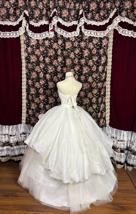 Retro Perlenbesetztes trägerloses A-Linien-Tüll-Quinceanera-Kleid, Sweet 17-Geburtstags-Ballkleid, DP5920