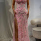 Enchanting 3D Floral Mermaid High Slit Evening Gown DP8025