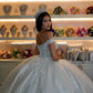 Elegant Light Blue Off-Shoulder Sweetheart Sequin Tulle Quinceanera Ball Gown DP7232