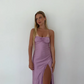 Elegant Satin Prom Dress Sheath Spaghetti Strap Evening Gown High Slit Party Dress Long Formal Dress DP6720