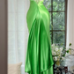 Elegant Bright Green Spaghetti Strap Satin Mermaid Prom Dress DP8526