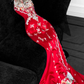 Wunderschönes funkelndes rotes Perlen-Pailletten-Stickmuster, elegantes Meerjungfrau-Abschlussballkleid, Abendkleid DP6233