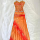 Vintage Orange Ombre Sweetheart A-Line Two Pieces Prom Dress Beaded Chiffon Spaghetti Strap Formal Dress, DP6549