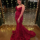 Glamorous Mermaid Evening Gowns Black Girl Sequin Prom Dresses,BL18616