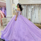Glamorous Lilac Beaded Applique Off-Shoulder Sweetheart Ruffled Quinceanera Sweet 15 Ball Gown DP7193