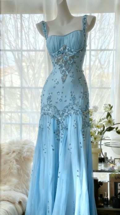 Elegantes Meerjungfrauen-Abendkleid DP8157 mit champagnerfarbenen Perlen und Spaghettiträgern