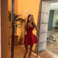 Red A-Line Straps Short Birthday Dress Homecoming Dress, DP3067