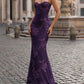 Elegant Spaghetti Strap Mermaid Floral Appliqué Prom Gown DP8178