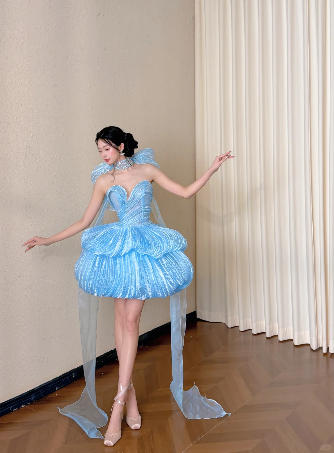 bubble skirt homecoming dress Rosette Bubble Skirt Mini Dress 6 / Silk White