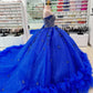 Glamorous Royal Blue Tulle Beaded Appliqued Off-Shoulder Sweetheart Quinceanera Sweet 15 Ball Gown DP7185