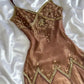 Vintage Embroidery Chiffon Spaghetti Strap Homecoming Dress Party Dress Cocktail Dress DP6676