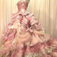 Glamorous Pink Tiered Tulle Strapless Sequin Beaded Sweet 16 Quinceanera Ball Gown DP7300