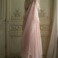 Vintage Pink Chiffon Evening Dress Pearl Beaded Draped Prom Gown DP8278