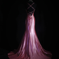 Elegant Dusty Rose Satin Mermaid Spaghetti Straps Sweetheart Evening Gown DP7385