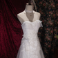 Vintage Strapless Sweetheart A-Line Lace Tulle Floral Embroidery & Sheer Train Wedding Dress DP8348