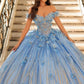 Dreamy 3D Floral Off-the-Shoulder Glitter Sweet 15 Quinceanera Ball Gown DP8175