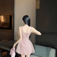 Elegant Pink 3D Floral Lace Sleeveless A‑Line Homecoming Dress DP8814