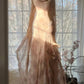 Romantic Blush Floral Beaded Tulle Mermaid Evening Dress with Drape Shawl DP8158