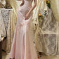 Vintage Rosa Satin Stickerei Trägerloses Meerjungfrau Langes Ballkleid Abendkleid, DP6531