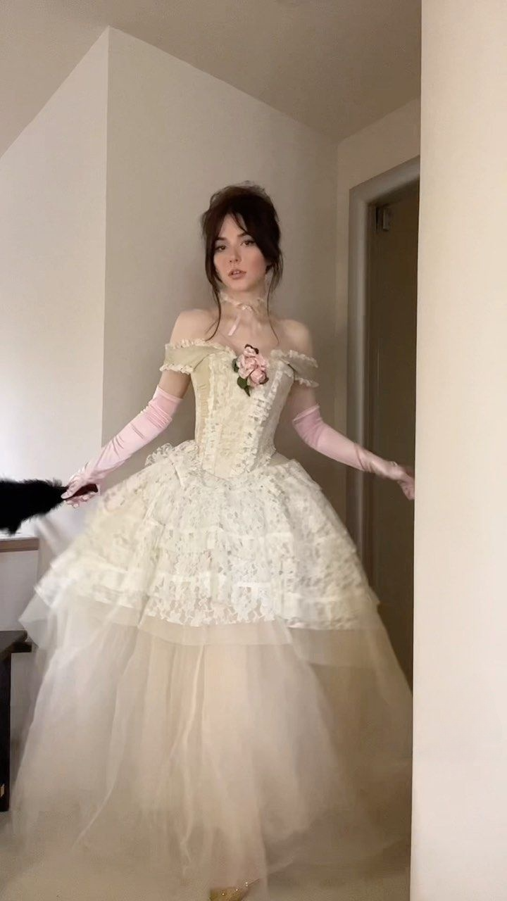 Ivory Off Shoulder A-Line Tulle Lace Birthday Dress Ball Gown, DP3786