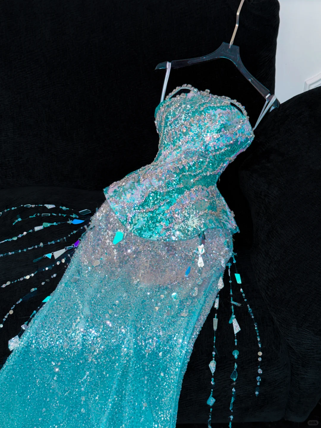 Gorgeous Sparkling Blue Sequin Beaded Mermaid Elegant Chiffon Evening Dress Prom Dresses DP6168