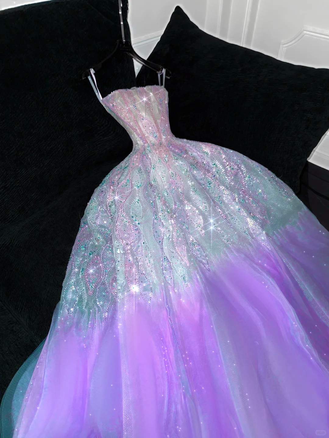 Gorgeous Purple Shiny Sequin Princess Dress Elegant A-Line Floor-length Evening Dress Prom Dresses DP6196