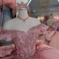 Glamorous Pink Tulle Beaded Appliqued Off-Shoulder Sweetheart Quinceanera Sweet 15 Ball Gown DP7184