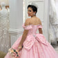 Glamorous Pink Tulle Beaded Appliqued Off-Shoulder Sweetheart Quinceanera Sweet 15 Ball Gown DP7186