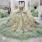 Glamorous 3D Floral & Butterfly Applique Off-Shoulder Sweetheart Quinceanera Sweet 15 Ball Gown DP7183