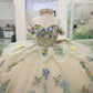 Glamorous 3D Floral & Butterfly Applique Off-Shoulder Sweetheart Quinceanera Sweet 15 Ball Gown DP7183