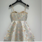 Cute Floral Sweetheart Spaghetti Strap Design Satin Party Dress Homecoming Dress DP6242