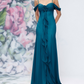 Elegant Off-the-Shoulder Spaghetti Strap 3D Floral Chiffon Neck Scarf Prom Dress DP8461