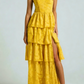 Glamorous Sage Green Jacquard Tiered Maxi Dress Slit Spaghetti Strap Formal Evening Gown DP2586