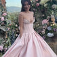 Elegant Pink Sweetheart Strapless Corset Satin Floor Length Ball Gown DP8662
