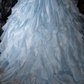 Glamorous Light Blue Spaghetti Strap Tiered Ruffles Ball Gown DP8344