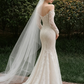 Elegant Ivory Off-the-Shoulder Long Sleeve Lace Mermaid Veil Wedding Dress DP8619
