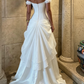 Romantisches schulterfreies A-Linien-Brautkleid aus Satin mit Korsett-Schnürung am Rücken DP8432