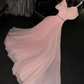 Glamorous Pink A-Line Beaded Sweetheart Spaghetti Strap Evening Gown DP7328