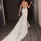 Glamouröses trägerloses Meerjungfrauen-Brautkleid mit Kathedralschleppe aus Spitze DP8422
