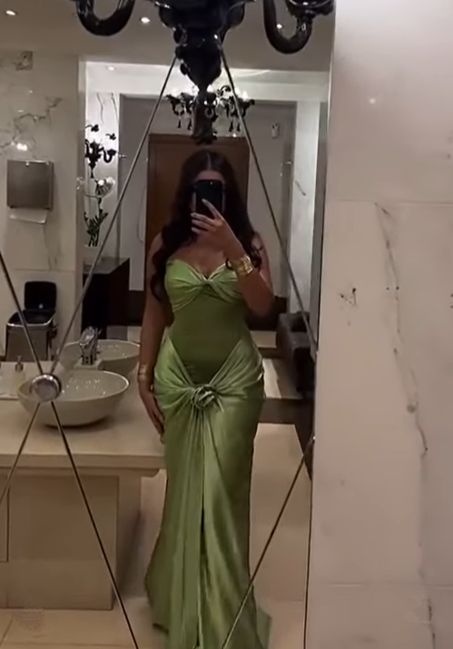 Elegant Green Sweetheart Mermaid Satin Long Evening Party Dress DP3837