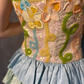 Retro Colorful Strapless Floral Design A-line Short Tiered Homecoming Dress  DP6059