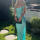 Enchanting Off-the-shoulder Satin Mermaid Floor-length Prom Dress Evening Dress DP6328
