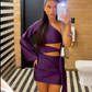 Purple One Shoulder Unique Short Party Dress Homecoming Dress, DP3284