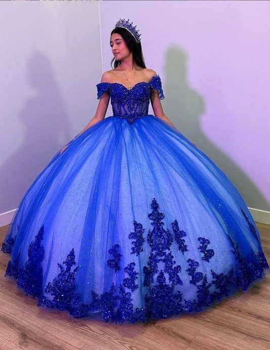 Princess Royal Blue Ball Gown Quinceanera Dress,Sweet 16 Gowns, DP3305